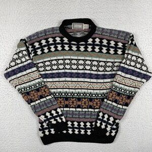 Concrete Mix Fair Isle Sweater Womens‎ Large Multicolor Geometric Ramie Cotton